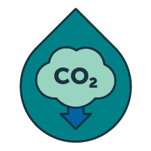 Blue raindrop icon CO2.