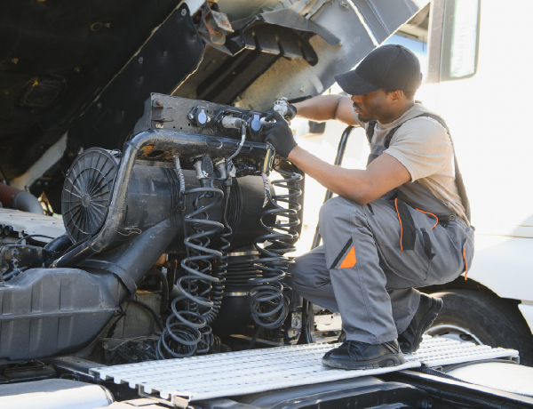 man working on truck