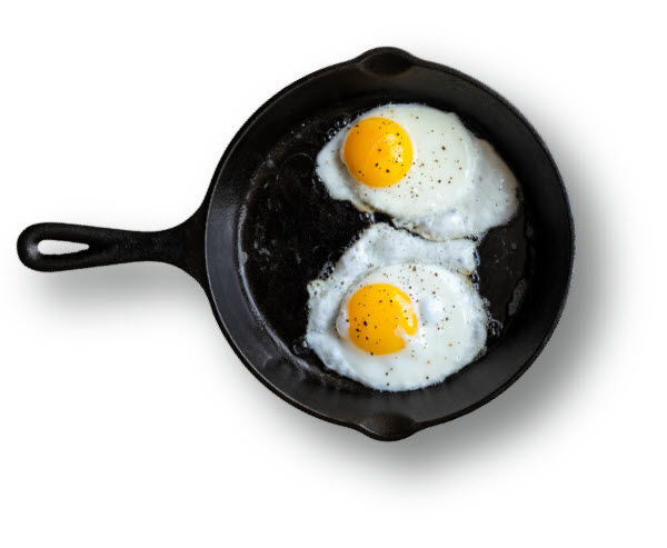 eggs in frying pan