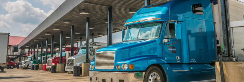 truck-stop parked-semi-trucks