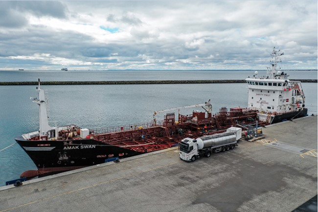 Docked ship.